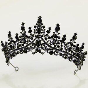 Black Tiaras for Women, Black Crystal Crowns for Women